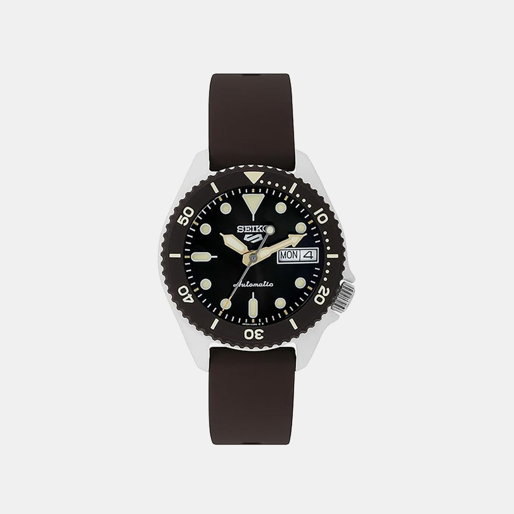 5 Sports Men Automatic Black Dial Analog Silicone Watch SRPG77K1
