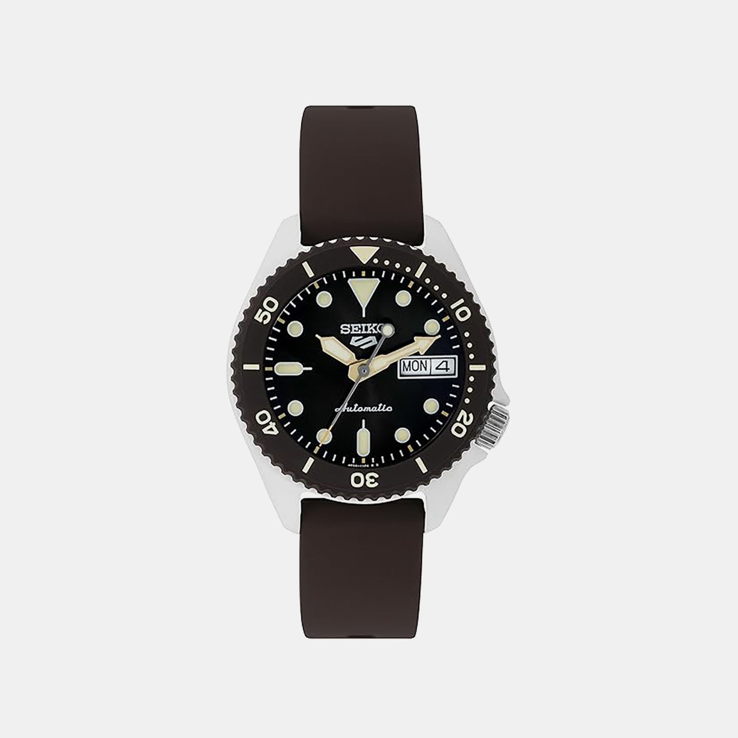 5 Sports Men Automatic Black Dial Analog Silicone Watch SRPG77K1