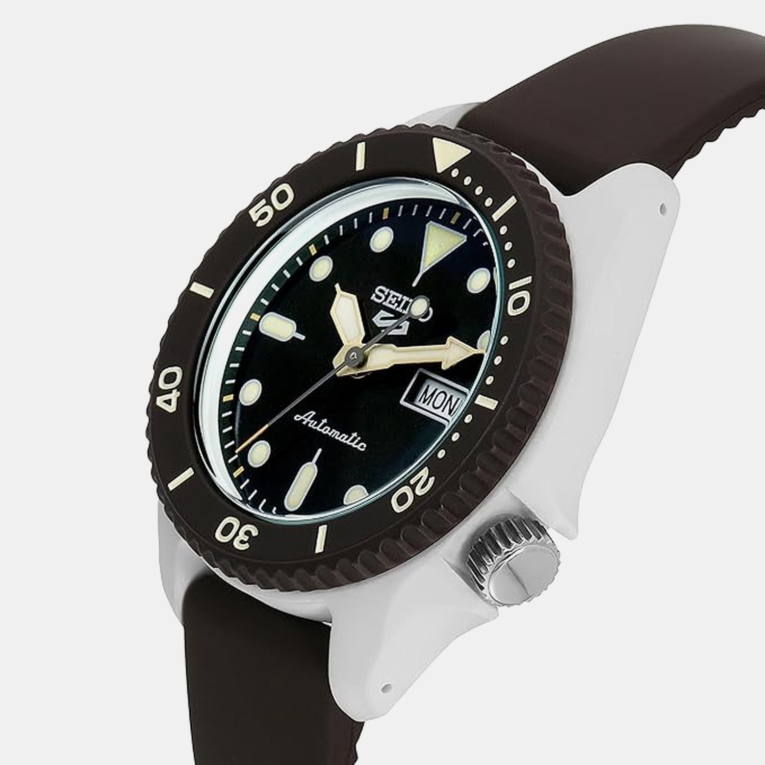 5 Sports Men Automatic Black Dial Analog Silicone Watch SRPG77K1