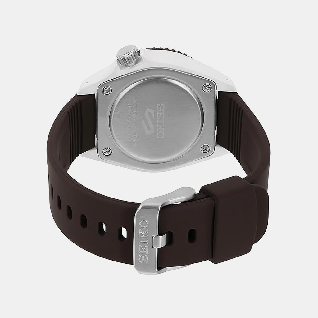 5 Sports Men Automatic Black Dial Analog Silicone Watch SRPG77K1