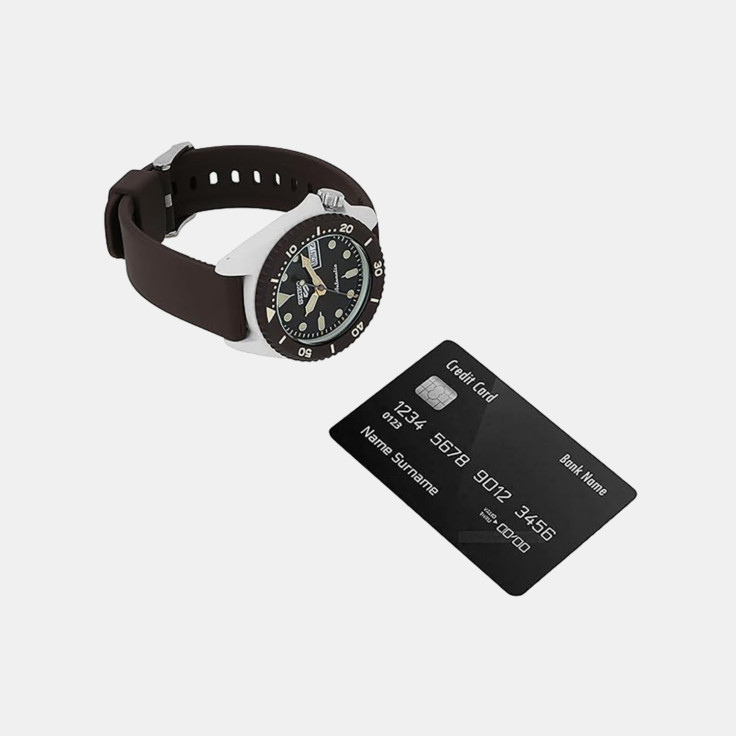 5 Sports Men Automatic Black Dial Analog Silicone Watch SRPG77K1