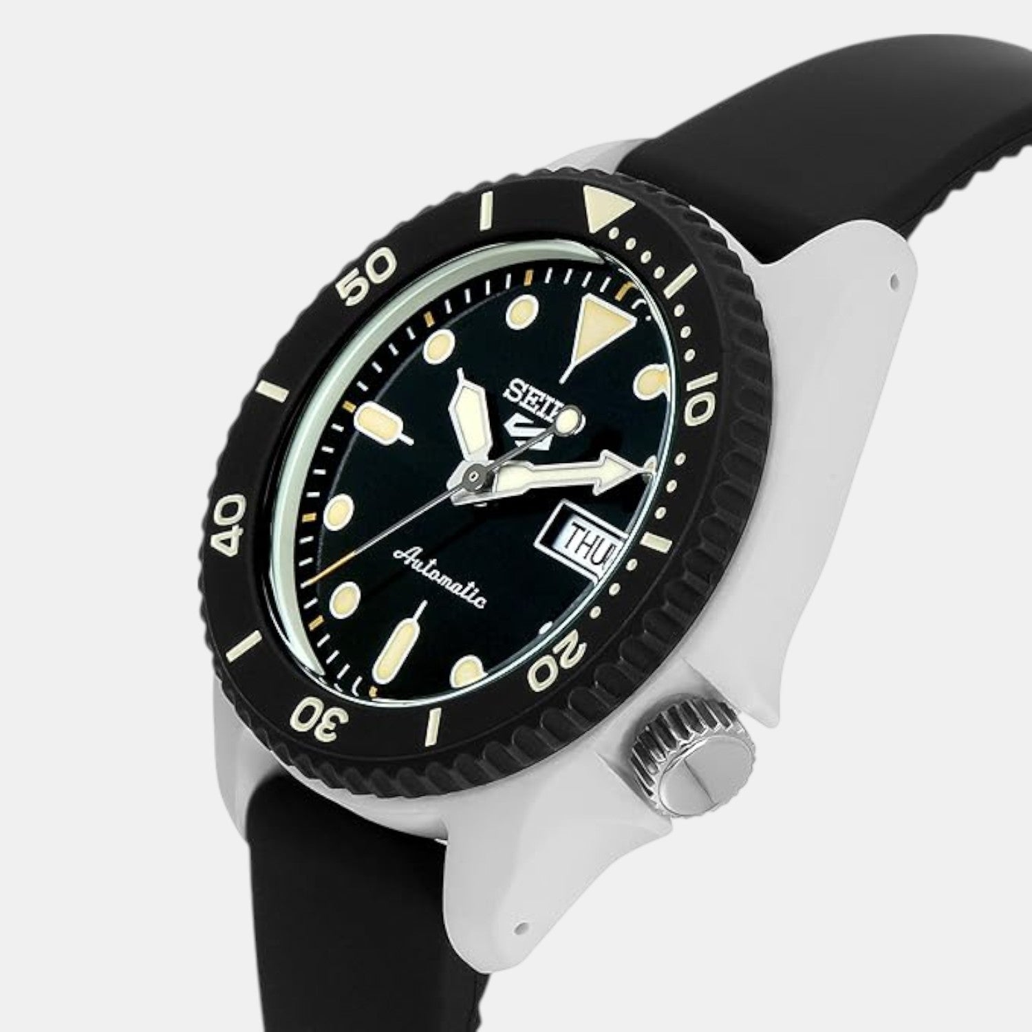 5 Sports Men Automatic Ivory Dial Analog Stainless Steel Watch SRPG79K1