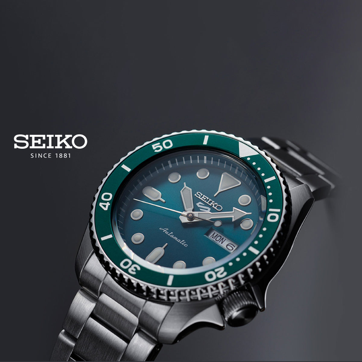 Dress Men Automatic Green Dial Analog Stainless Steel Watch SRPH89K1