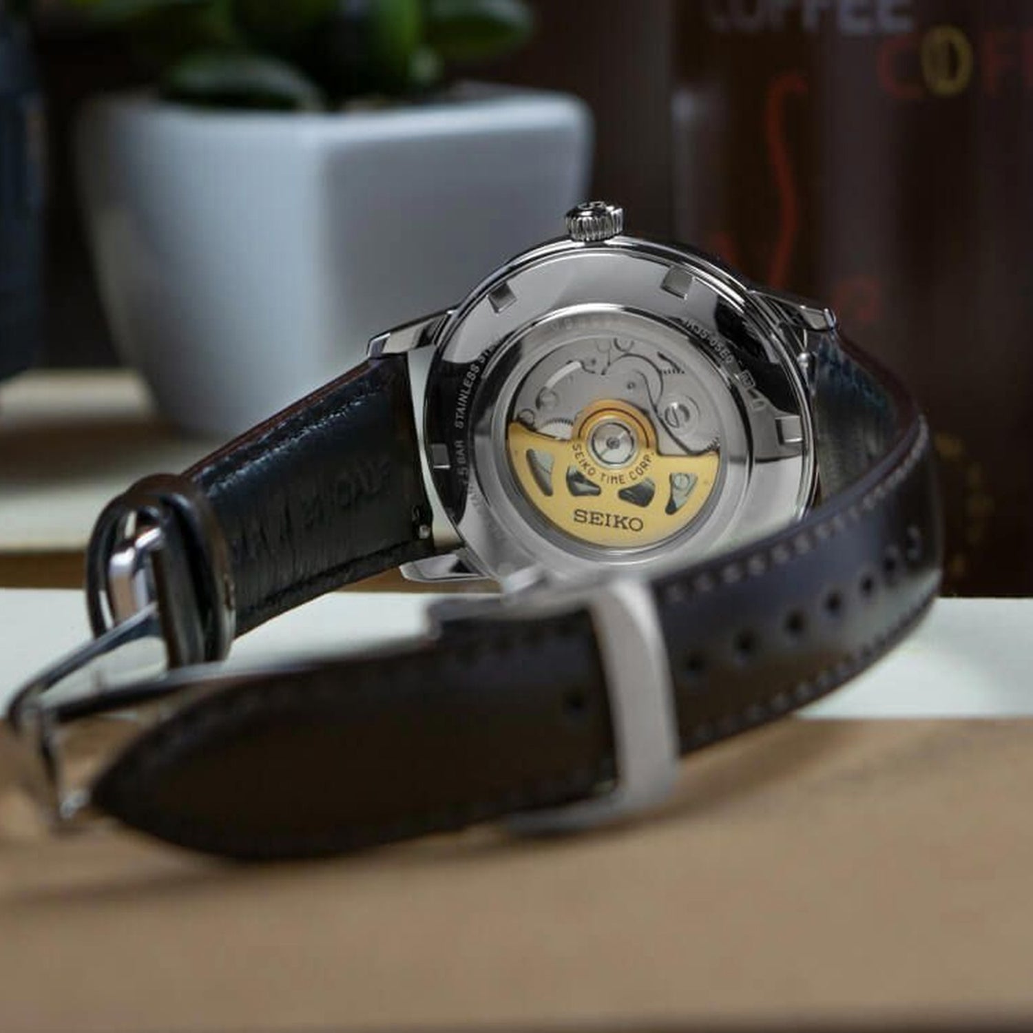 Presage Men Automatic Grey Dial Analog Leather Watch SRPJ17J1