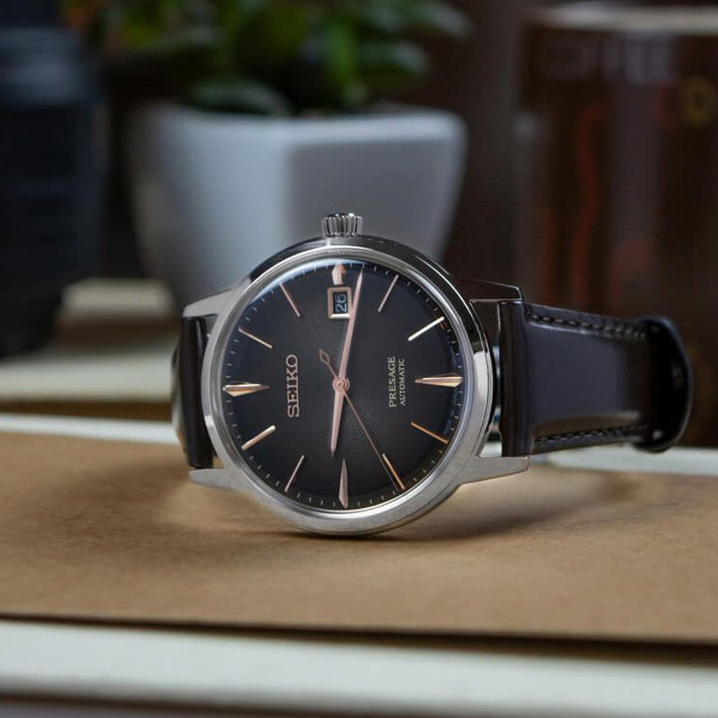 Presage Men Automatic Grey Dial Analog Leather Watch SRPJ17J1