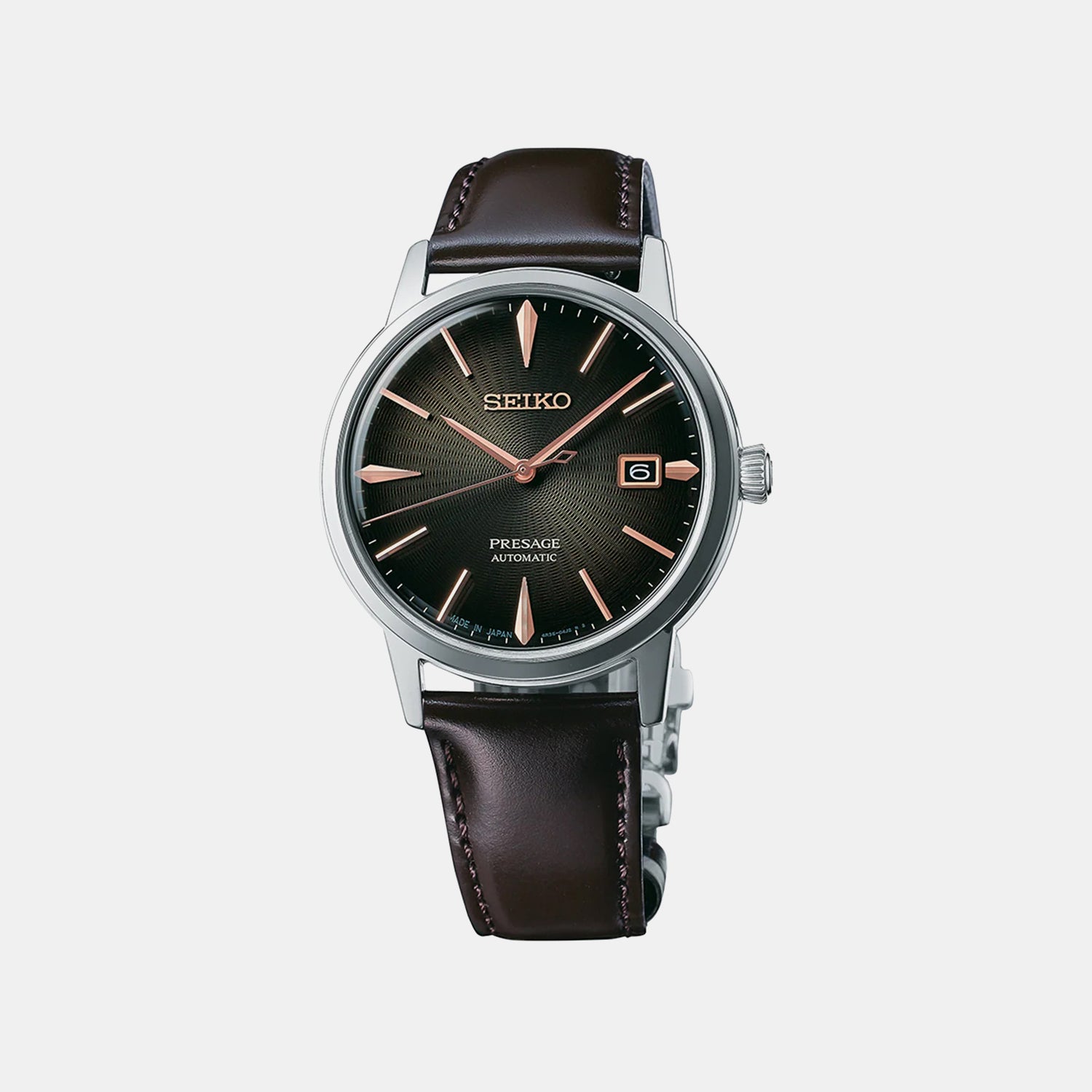 Presage Men Automatic Grey Dial Analog Leather Watch SRPJ17J1