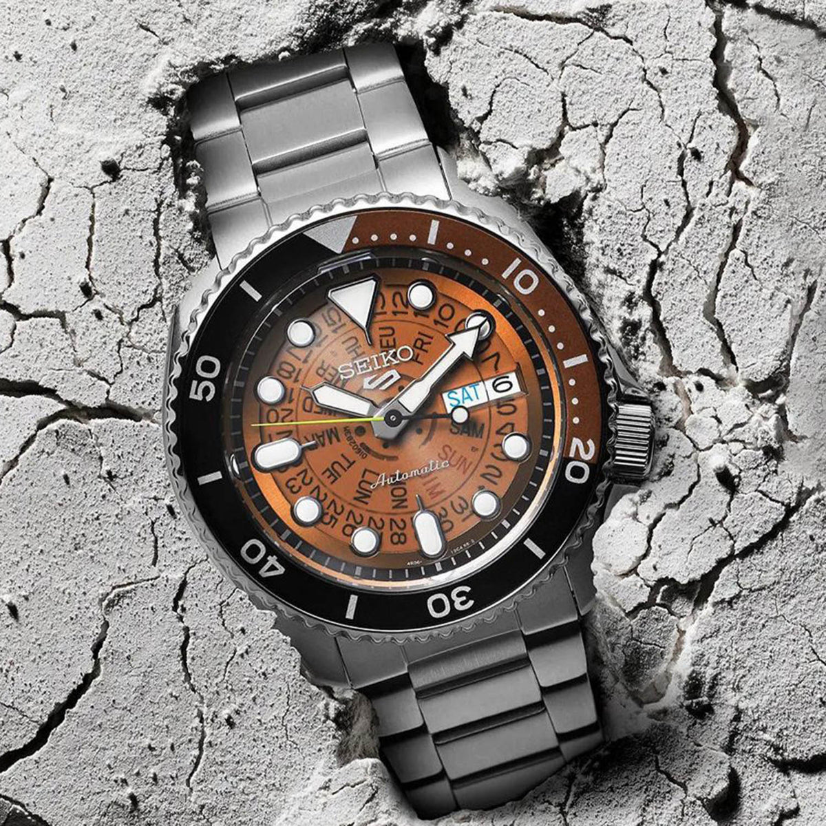 5 Sports Men Automatic Brown Dial Analog Stainless Steel Watch SRPJ47K1