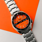 5 Sports Men Automatic Orange Dial Analog Stainless Steel Watch SRPK11K1