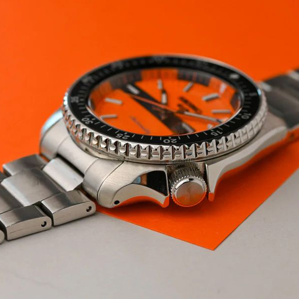 5 Sports Men Automatic Orange Dial Analog Stainless Steel Watch SRPK11K1