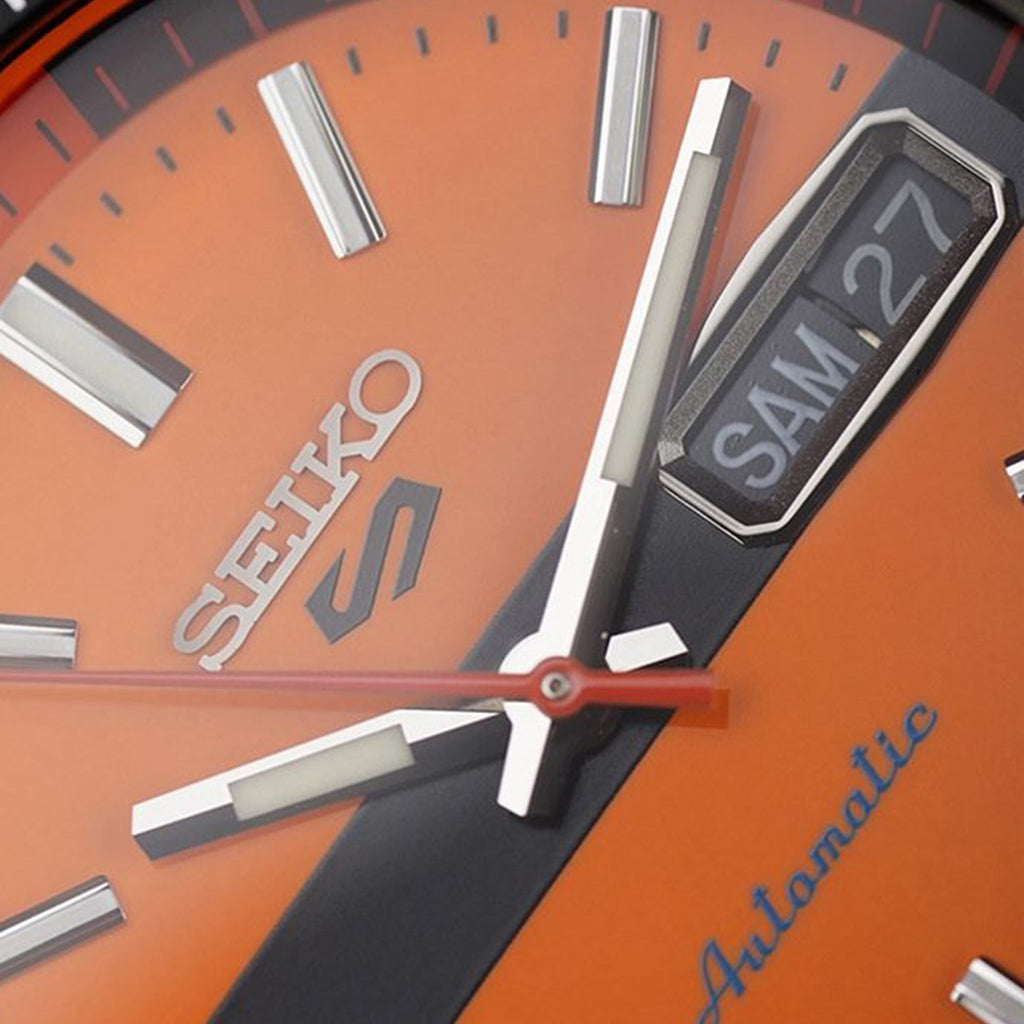 5 Sports Men Automatic Orange Dial Analog Stainless Steel Watch SRPK11K1
