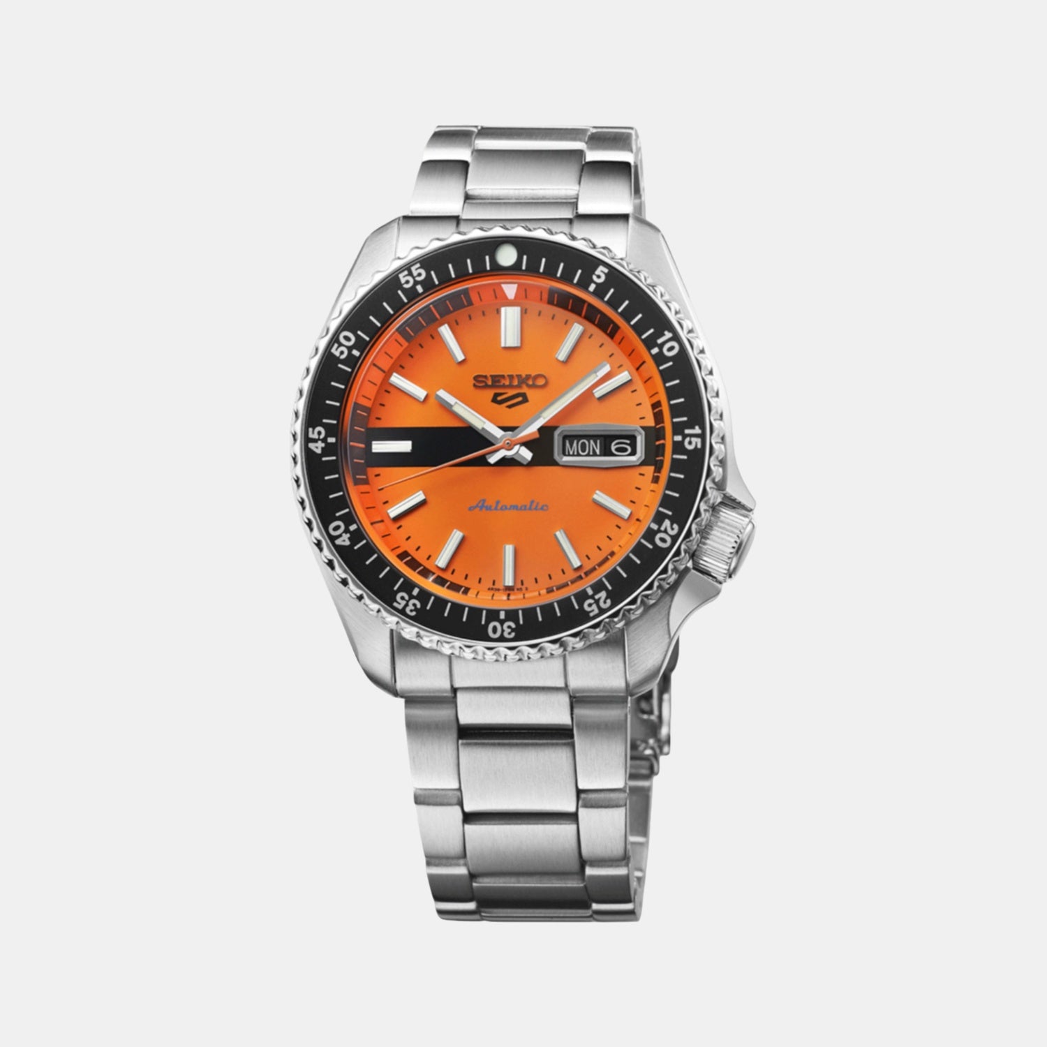 5 Sports Men Automatic Orange Dial Analog Stainless Steel Watch SRPK11K1