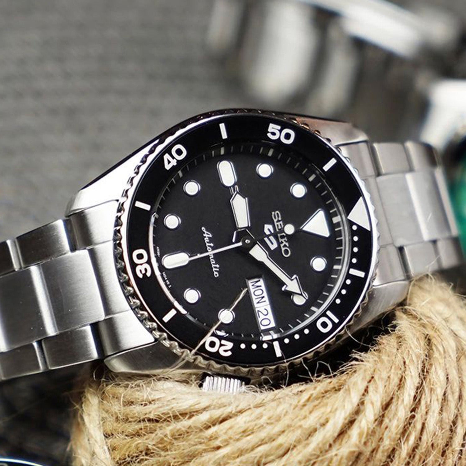 5 Sports Men Automatic Black Dial Analog Stainless Steel Watch SRPK29K1