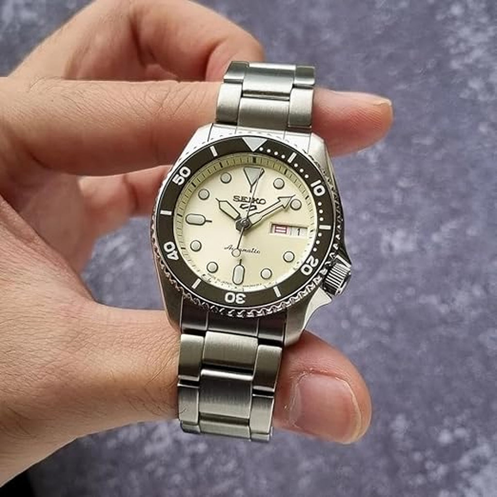 5 Sports Men Automatic Cream Dial Analog Stainless Steel Watch SRPK31K1