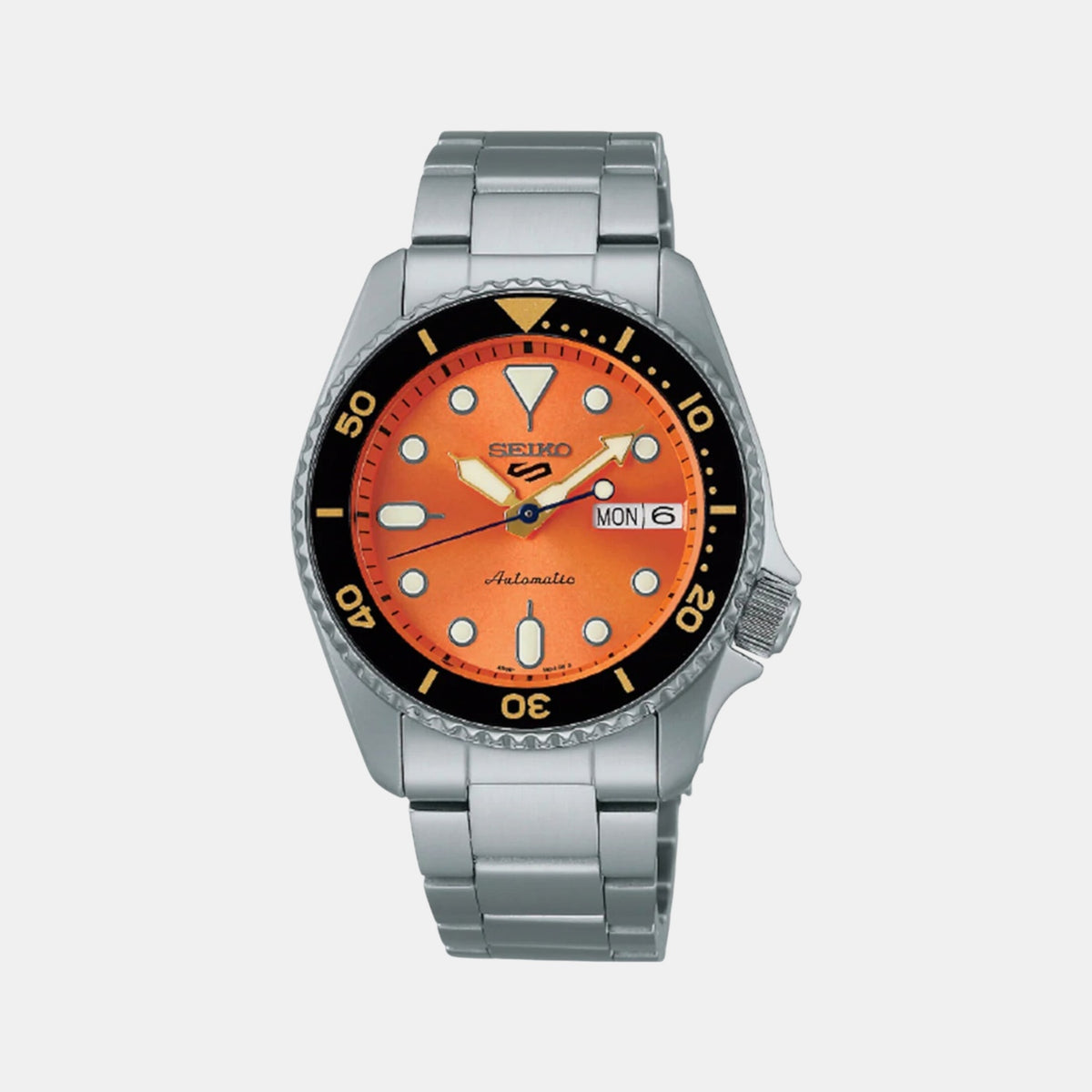 5 Sports Men Automatic Orange Dial Analog Stainless Steel Watch SRPK35K1