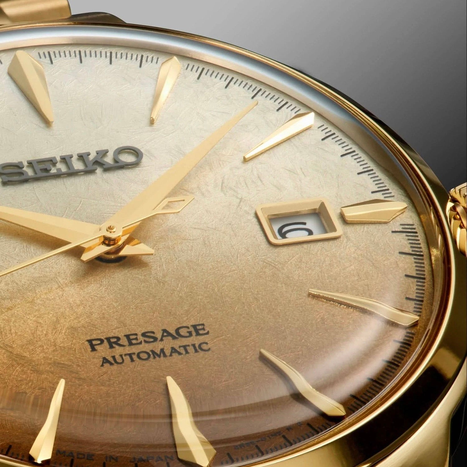 Presage Men Automatic Gold Dial Analog Stainless Steel Watch SRPK46J1