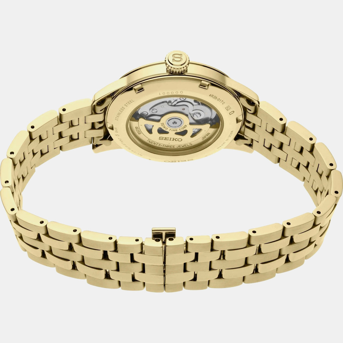 Presage Men Automatic Gold Dial Analog Stainless Steel Watch SRPK46J1