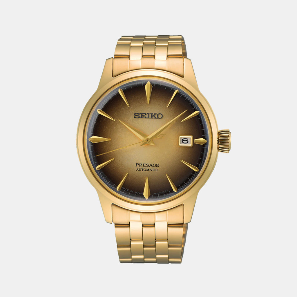 Presage Men Automatic Gold Dial Analog Stainless Steel Watch SRPK48J1