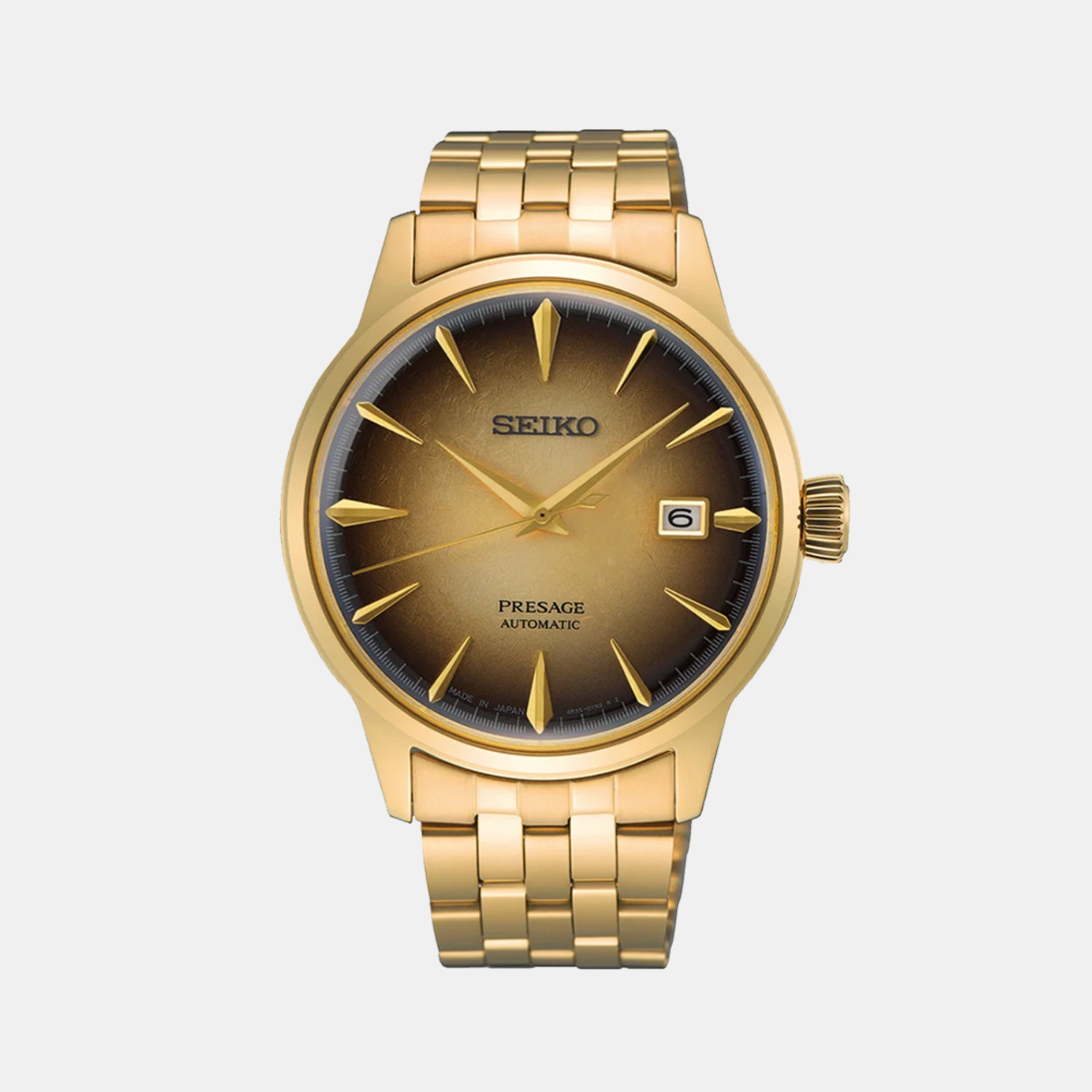 Presage Men Automatic Gold Dial Analog Stainless Steel Watch SRPK48J1