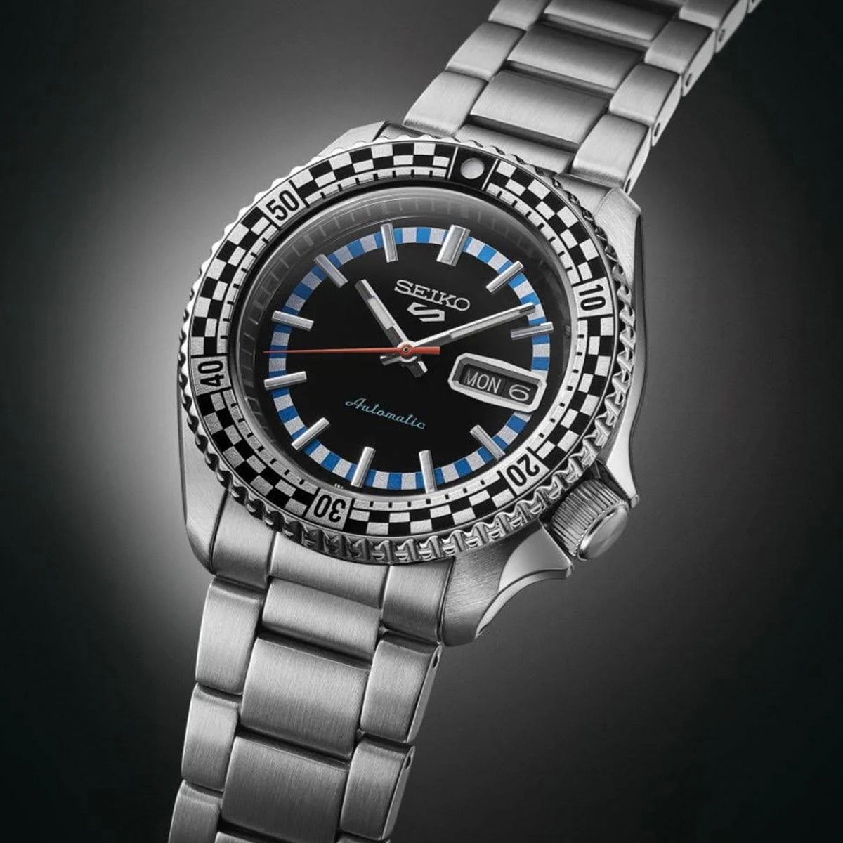 5 Sports Men Automatic Black Dial Analog Stainless Steel Watch SRPK67K1