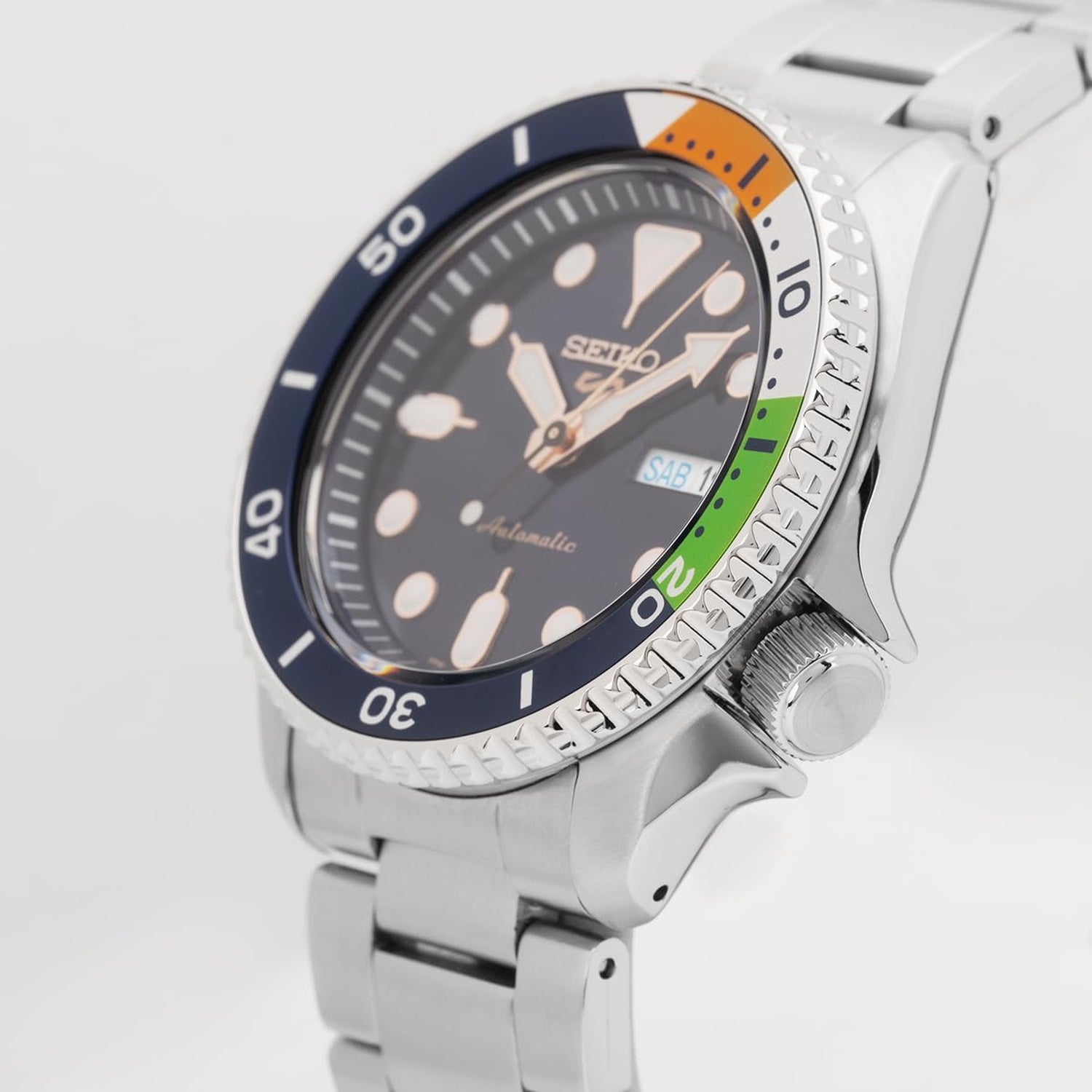 5 Sports Men Automatic Blue Dial Analog Stainless Steel Watch SRPK81K1