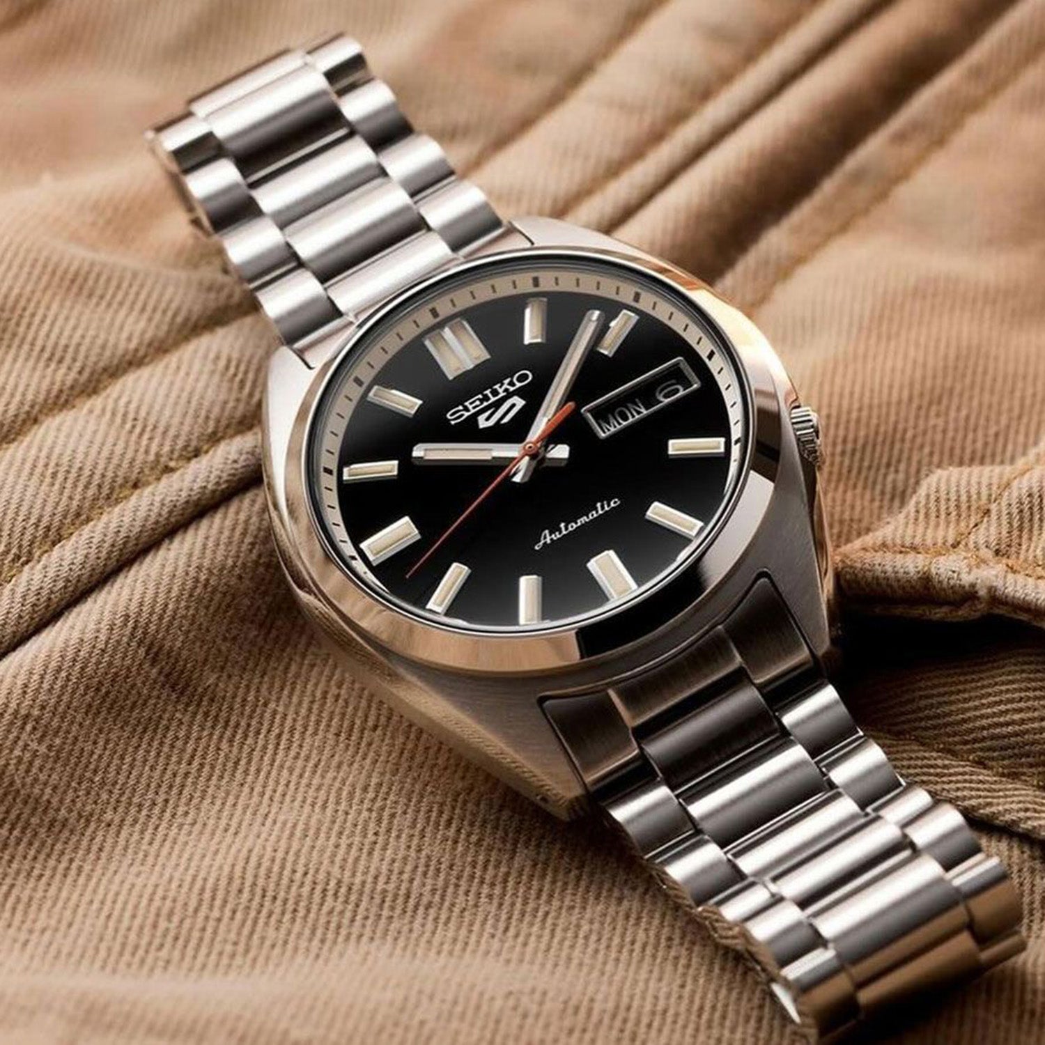 5 Sports Men Automatic Black Dial Analog Stainless Steel Watch SRPK89K1