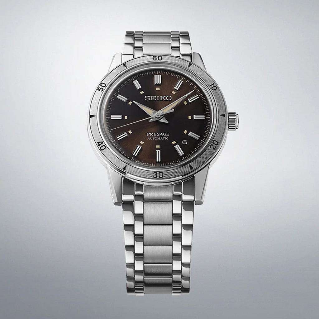 Presage Men Automatic Brown Dial Analog Stainless Steel Watch SRPL09J1
