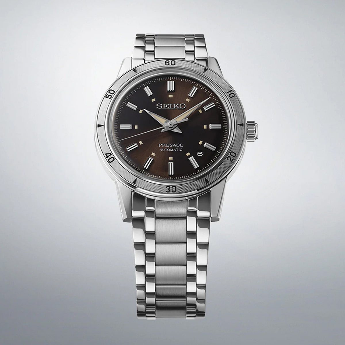 Presage Men Automatic Brown Dial Analog Stainless Steel Watch SRPL09J1