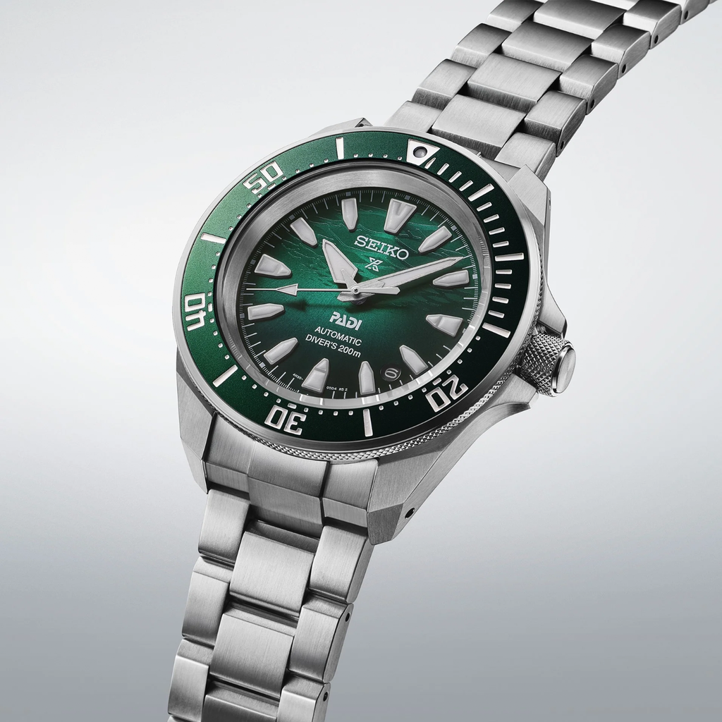 Prospex PADI 60th Anniversary 4R Compact Mechanical Diver’s Watch in Underwater Men Automatic Emerald Green Dial Analog Stainless Steel SRPL53K1