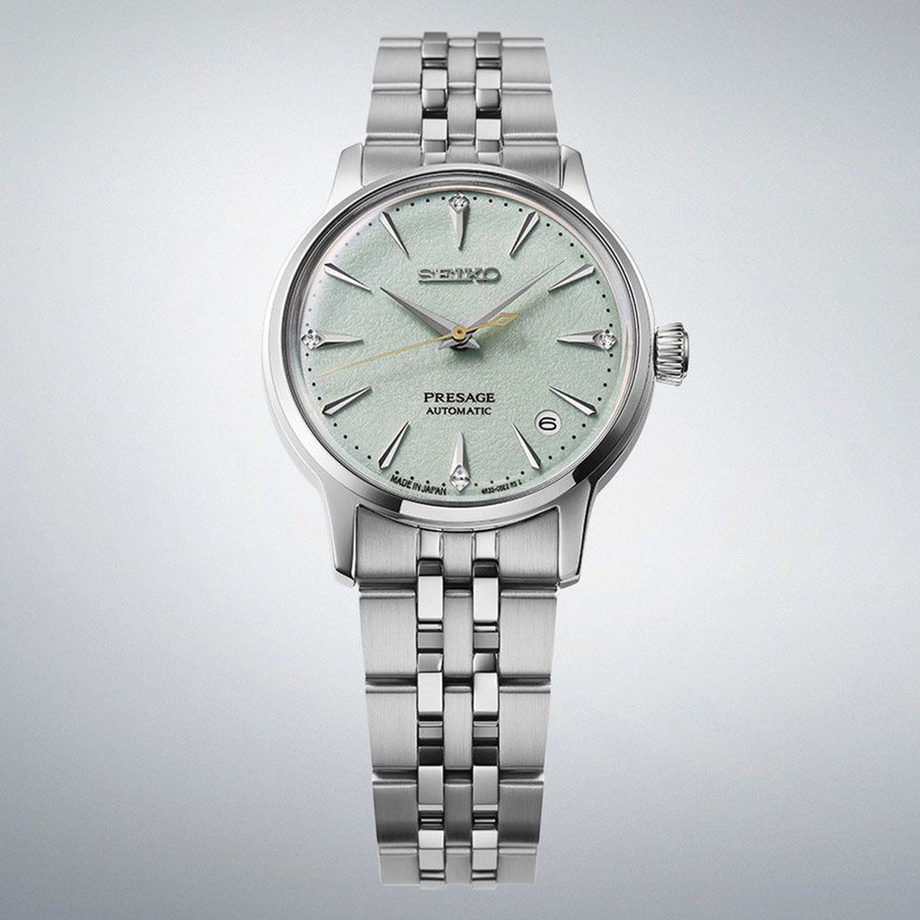 Presage Women Automatic Turquoise Dial Analog Stainless Steel Watch SRPL63J1