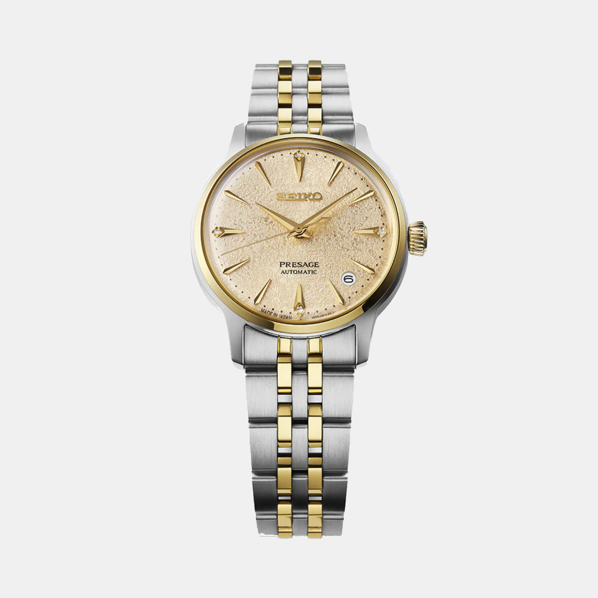Presage Women Automatic Gold Dial Analog Stainless Steel Watch SRPL64J1