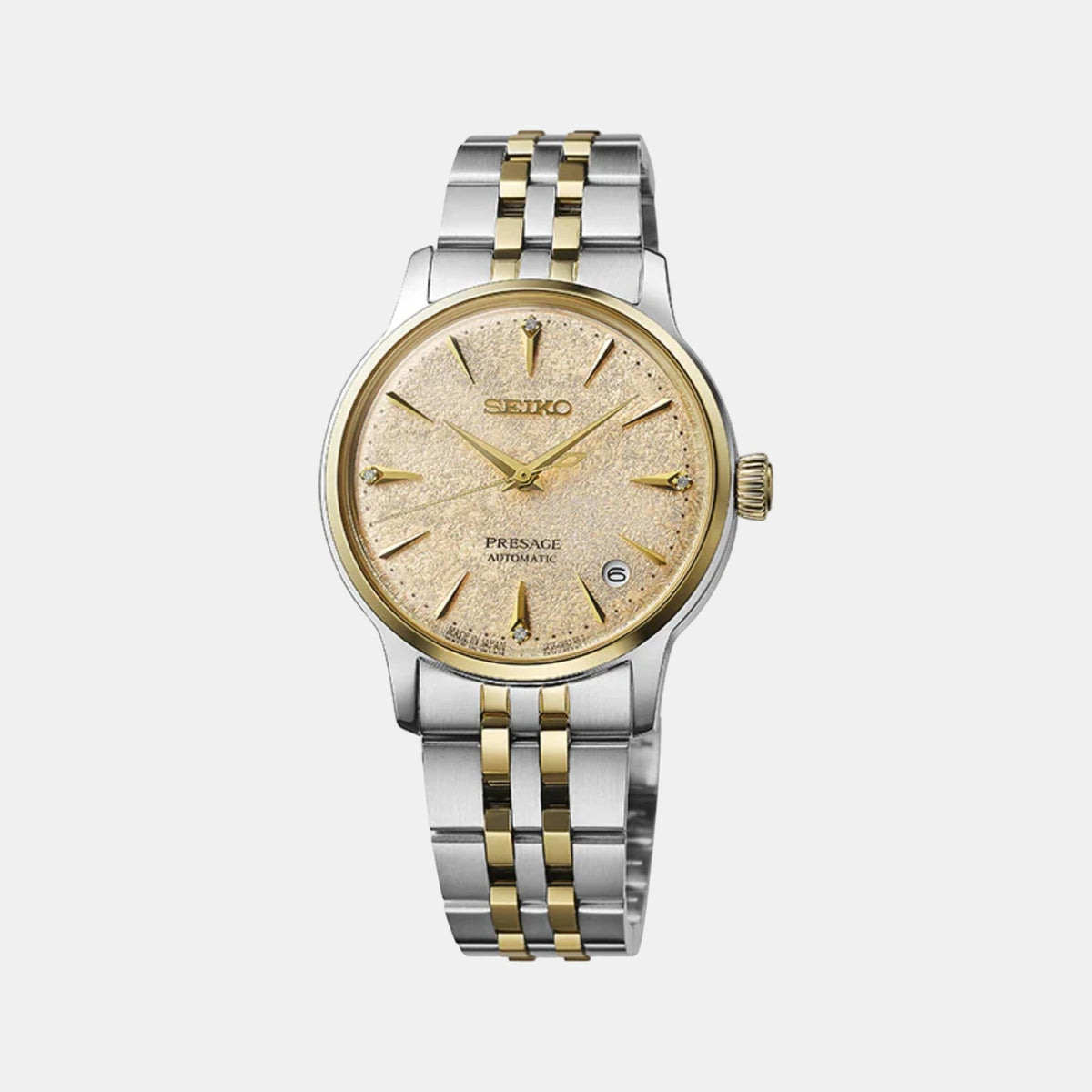 Presage Women Automatic Gold Dial Analog Stainless Steel Watch SRPL64J1