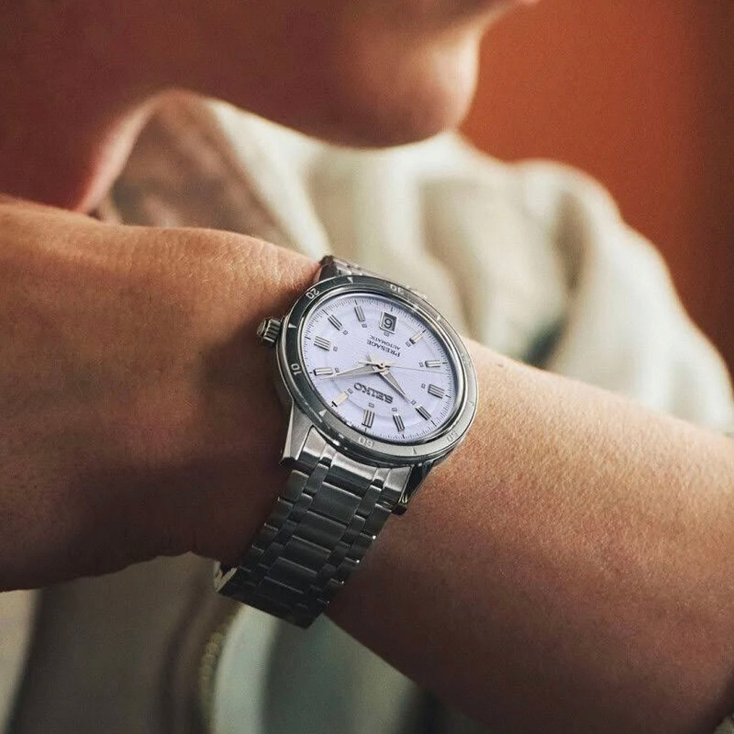 Presage Men Automatic Silver Dial Analog Stainless Steel Watch SRPL73J1