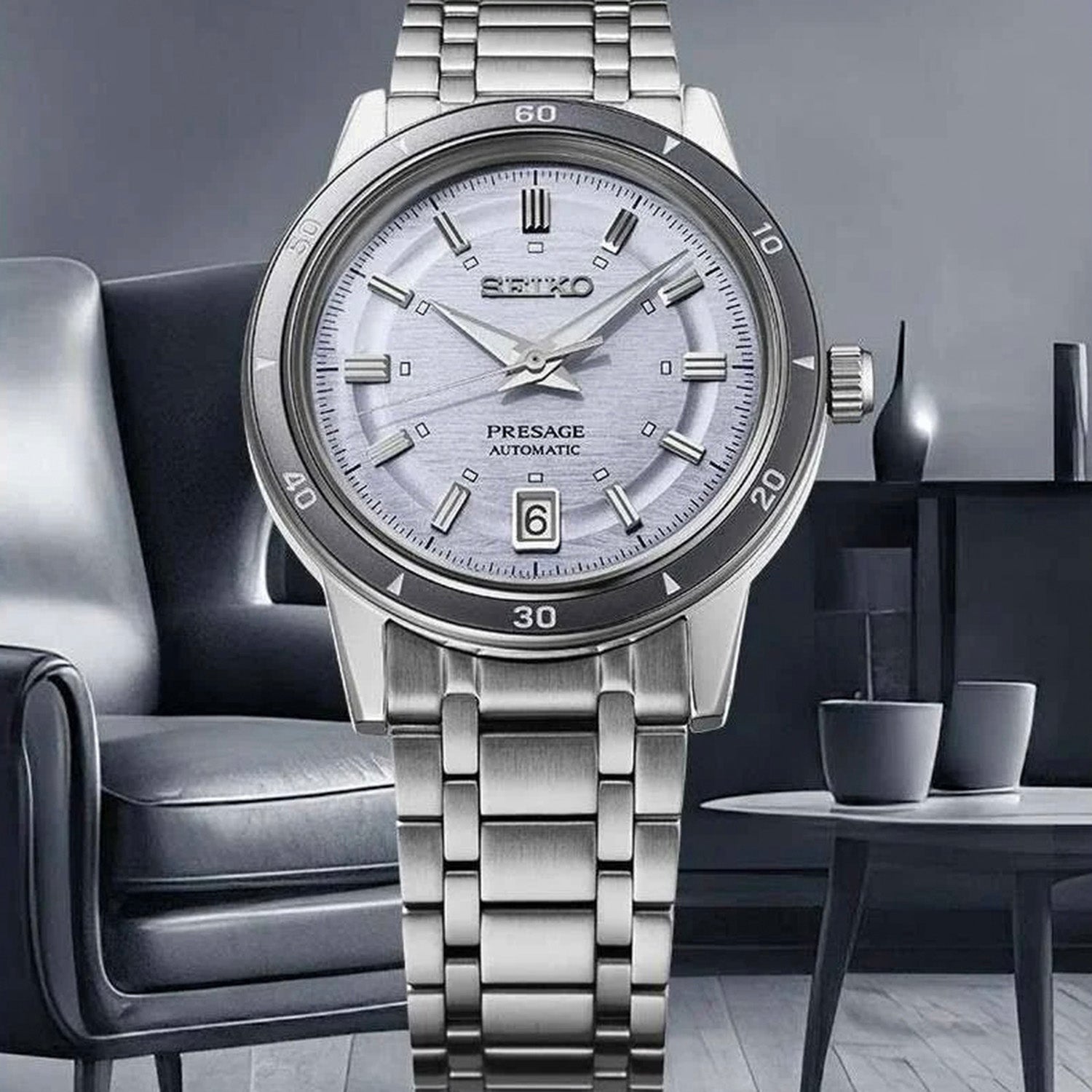 Presage Men Automatic Silver Dial Analog Stainless Steel Watch SRPL73J1