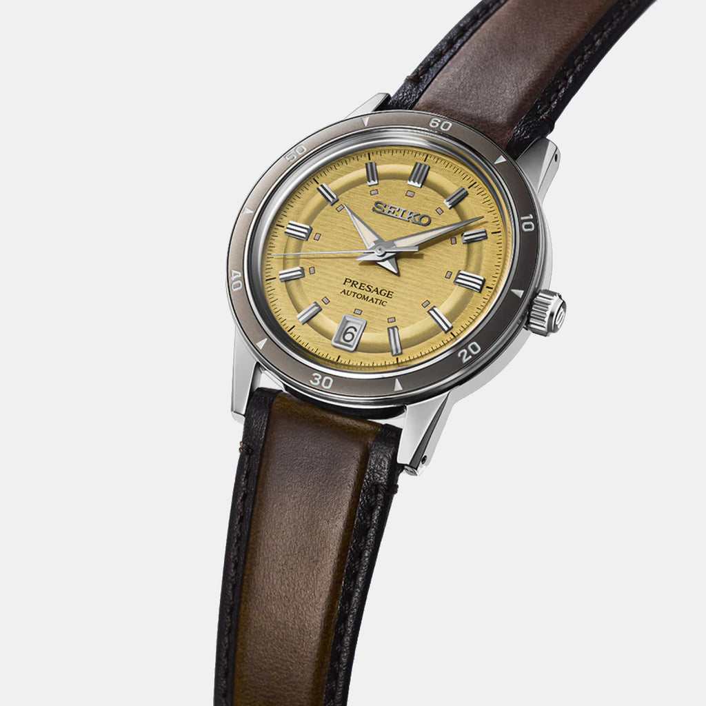 Presage Men Automatic Yellow Dial Analog Stainless Steel Watch SRPL75J1