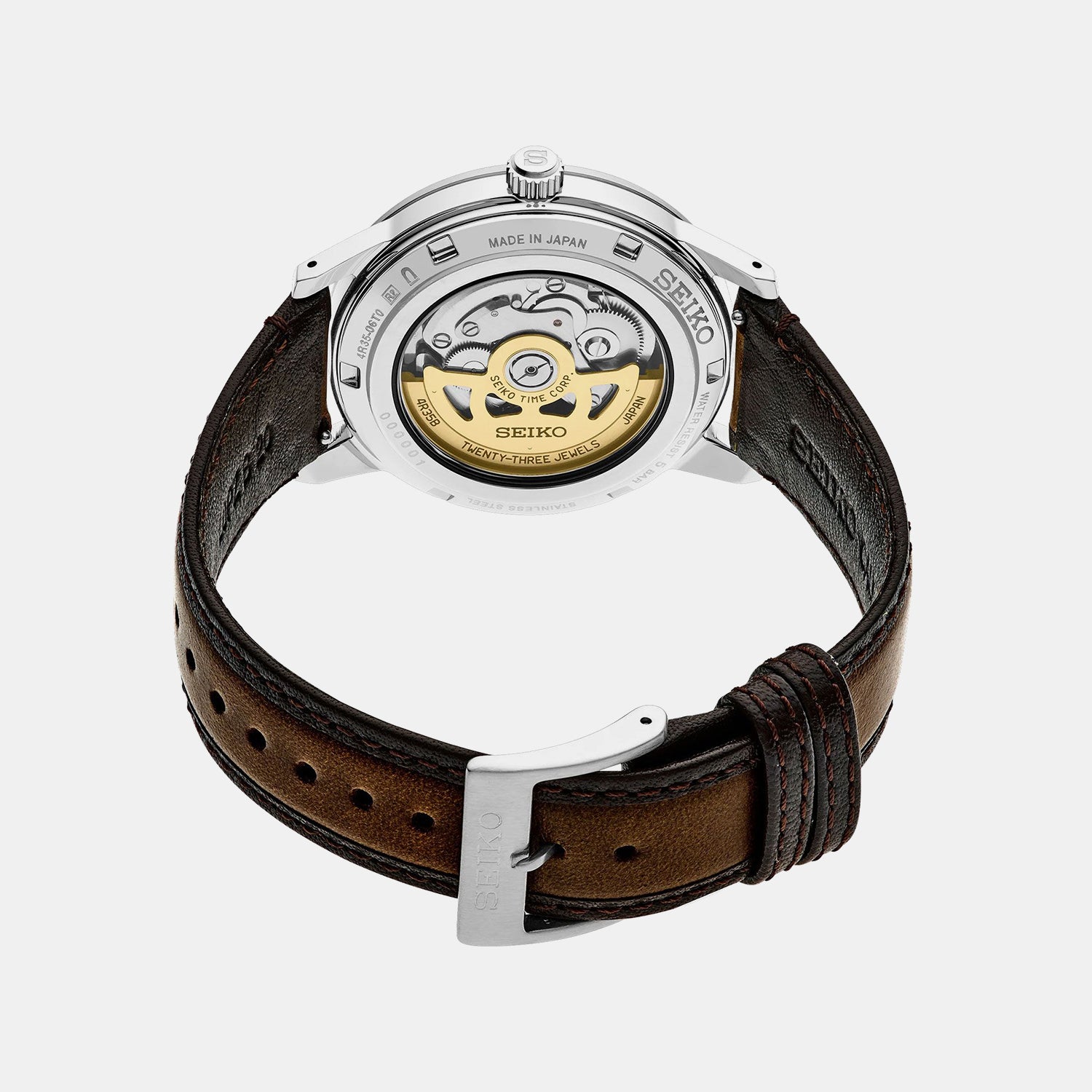 Presage Men Automatic Yellow Dial Analog Stainless Steel Watch SRPL75J1