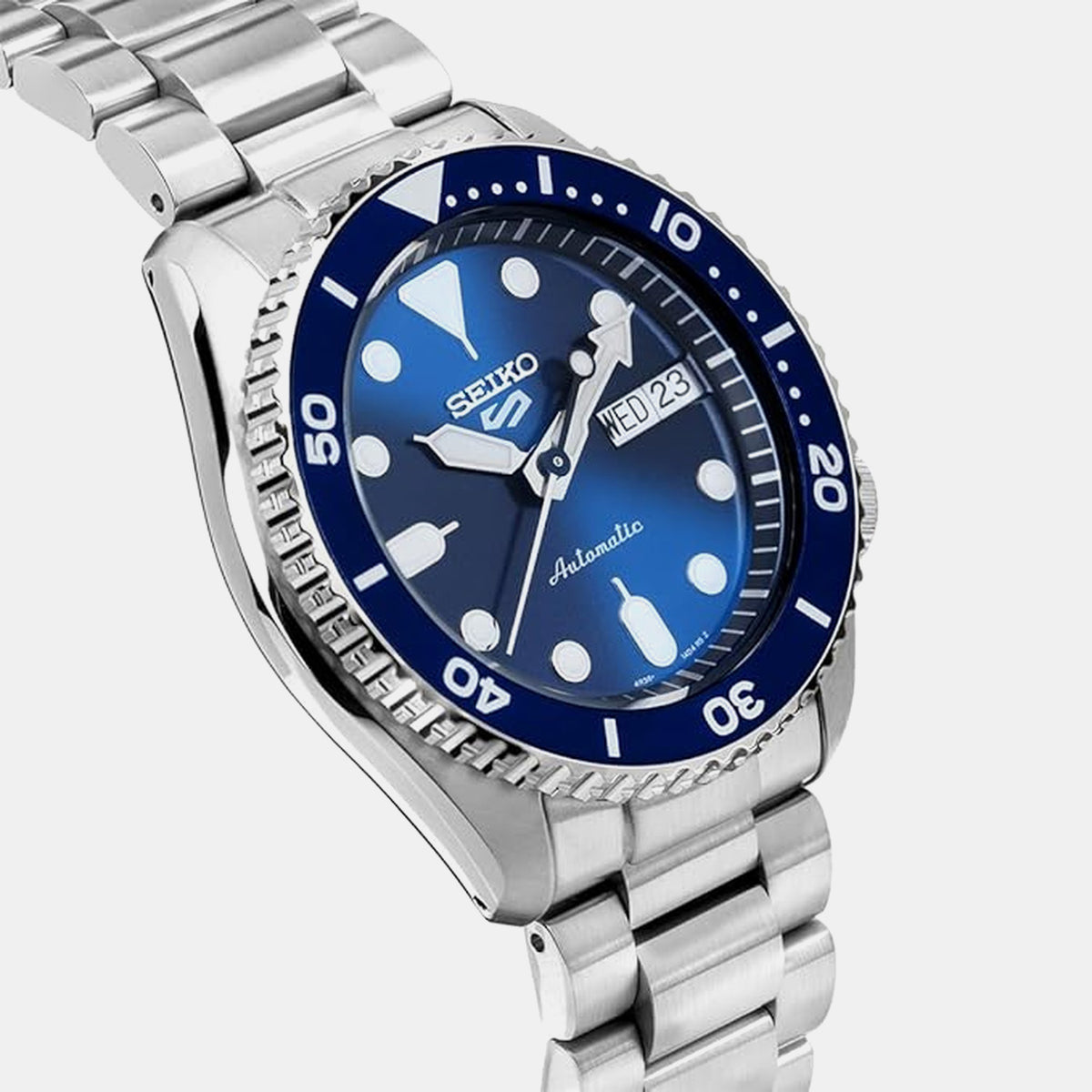 5 Sports Men Automatic Blue Dial Analog Stainless Steel Watch SRPL77K1