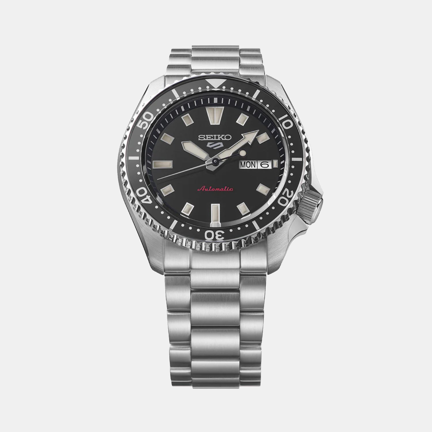 Sports Men Automatic Black Dial Analog Stainless Steel Watch SRPL85K1