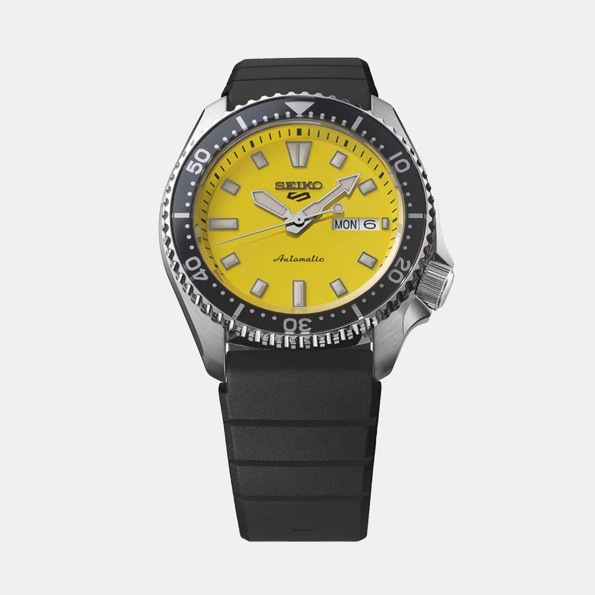 5 Sports Men Automatic Yellow Dial Analog Silicone Watch SRPL87K1