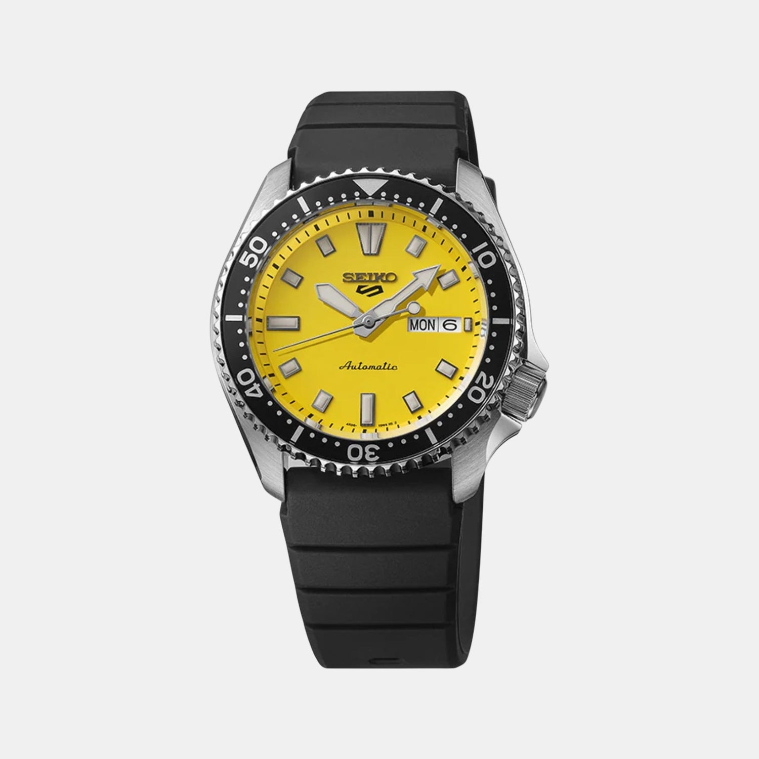 5 Sports Men Automatic Yellow Dial Analog Silicone Watch SRPL87K1