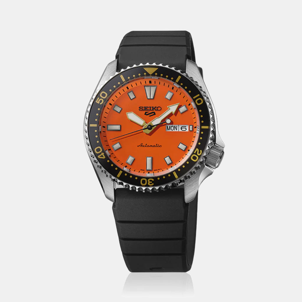 5 Sports Men Automatic Orange Dial Analog Silicone Watch SRPL89K1
