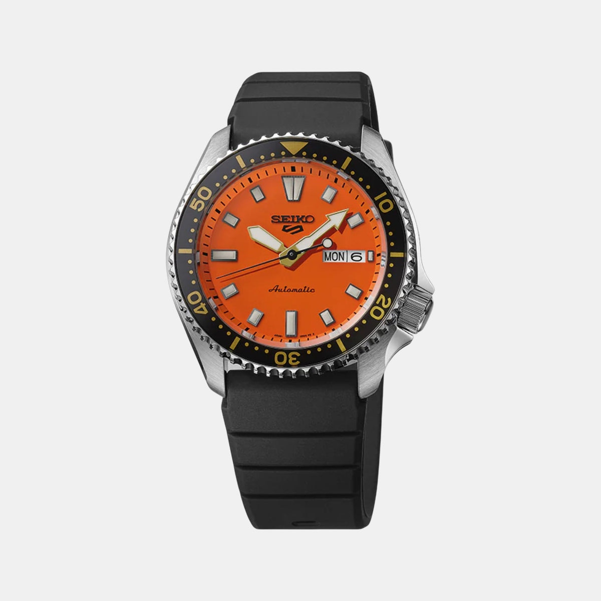 5 Sports Men Automatic Orange Dial Analog Silicone Watch SRPL89K1