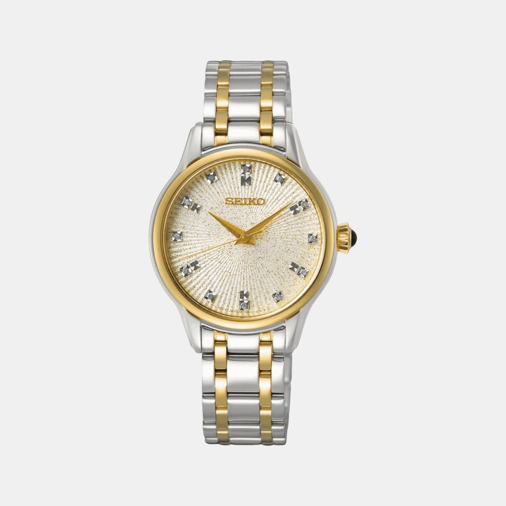 Classic Women Quartz Champagne Dial Analog Stainless Steel Watch SRZ550P1