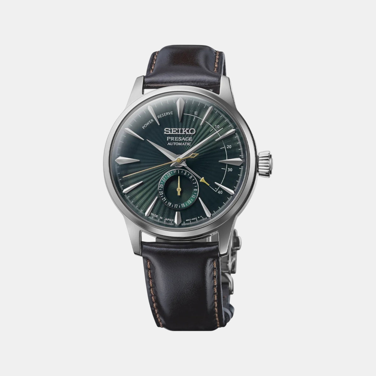 Presage Men Automatic Green Dial Analog Leather Watch SSA459J1
