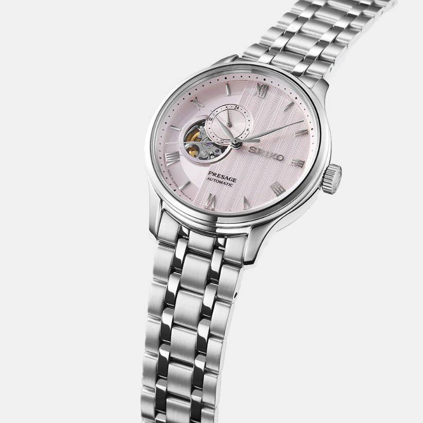 Presage Zen Garden Kyoto Cherry Blossom Men Automatic Pink Dial Analog Stainless Steel Watch SSA465J1
