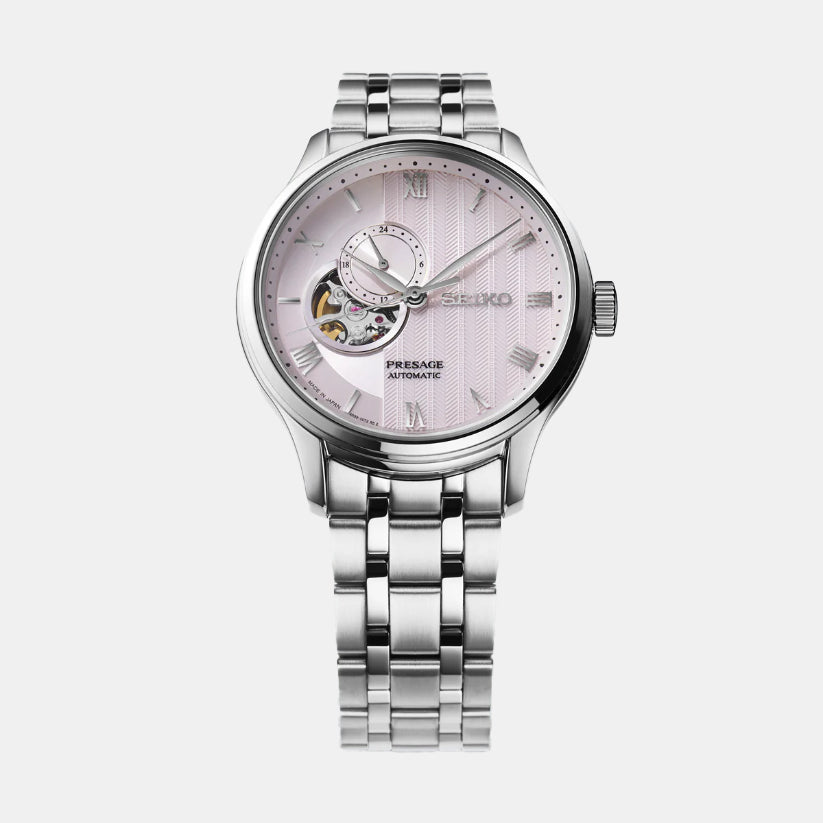 Presage Zen Garden Kyoto Cherry Blossom Men Automatic Pink Dial Analog Stainless Steel Watch SSA465J1