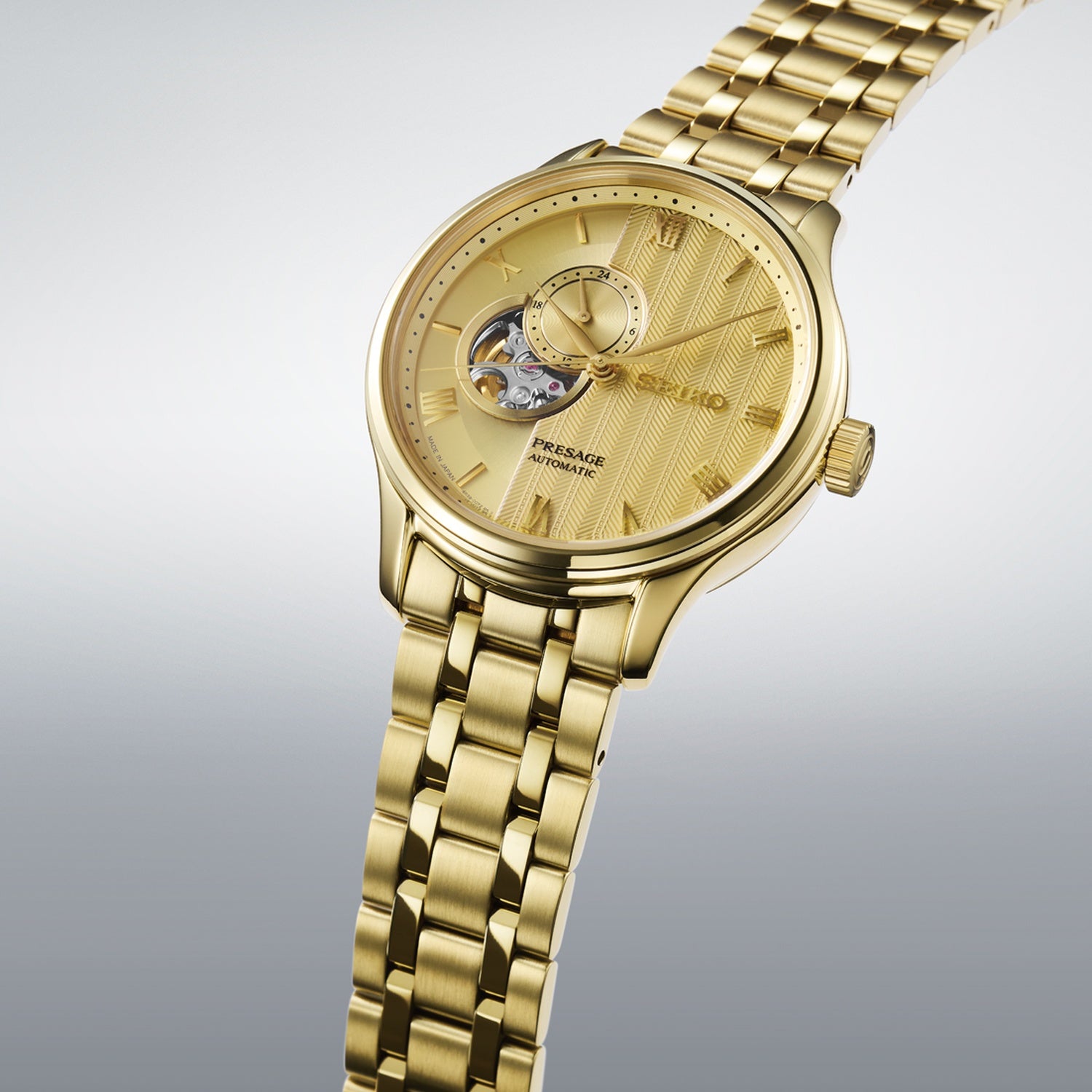 Presage Zen Garden Kyoto Golden Age Men Automatic Gold Dial Analog Stainless Steel Watch SSA468J1