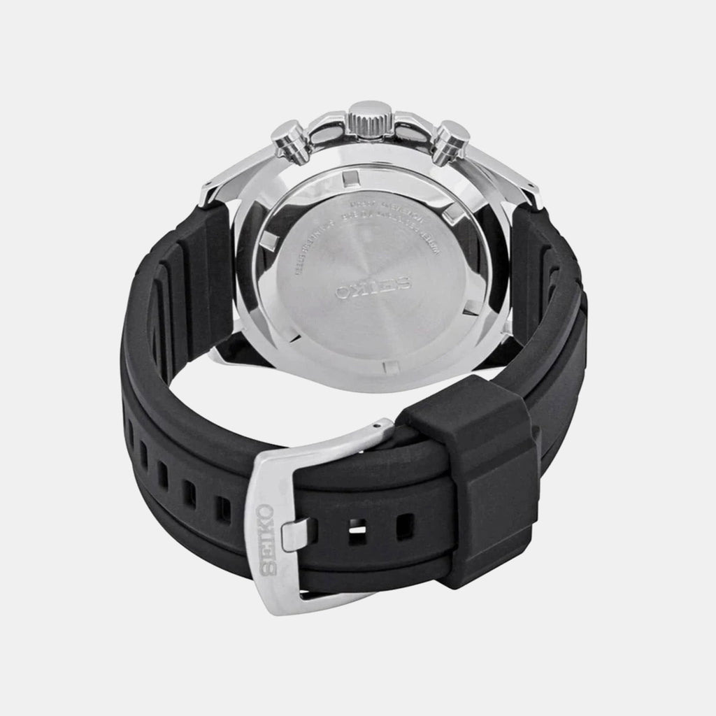Men Quartz Black Dial Chronograph Silicone Watch SSB349P1