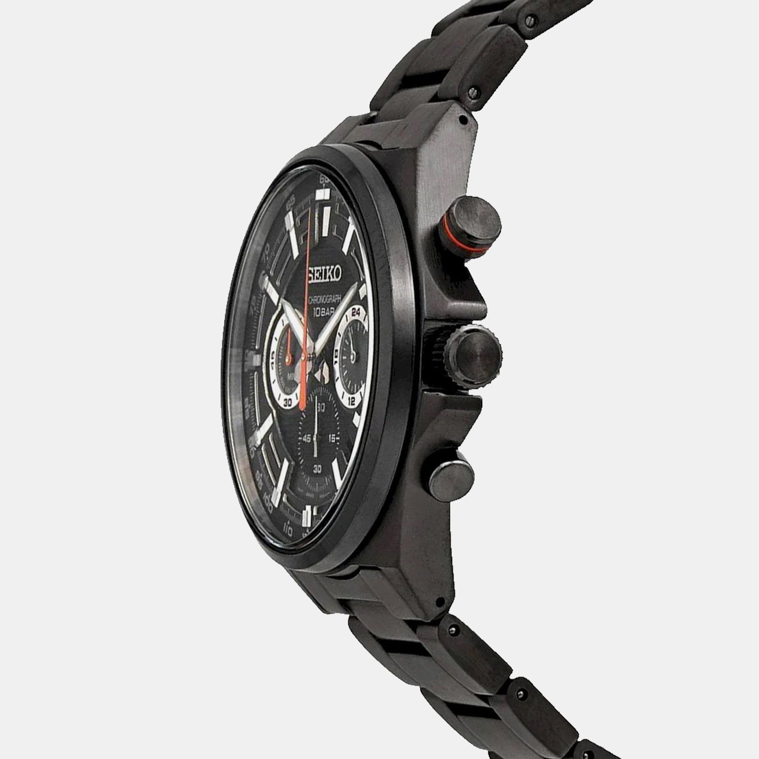 Dress Men Quartz Black Dial Chronograph Stainless Steel Watch SSB399P1
