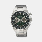 Dress Men Quartz Green Dial Chronograph Stainless Steel Watch SSB405P1