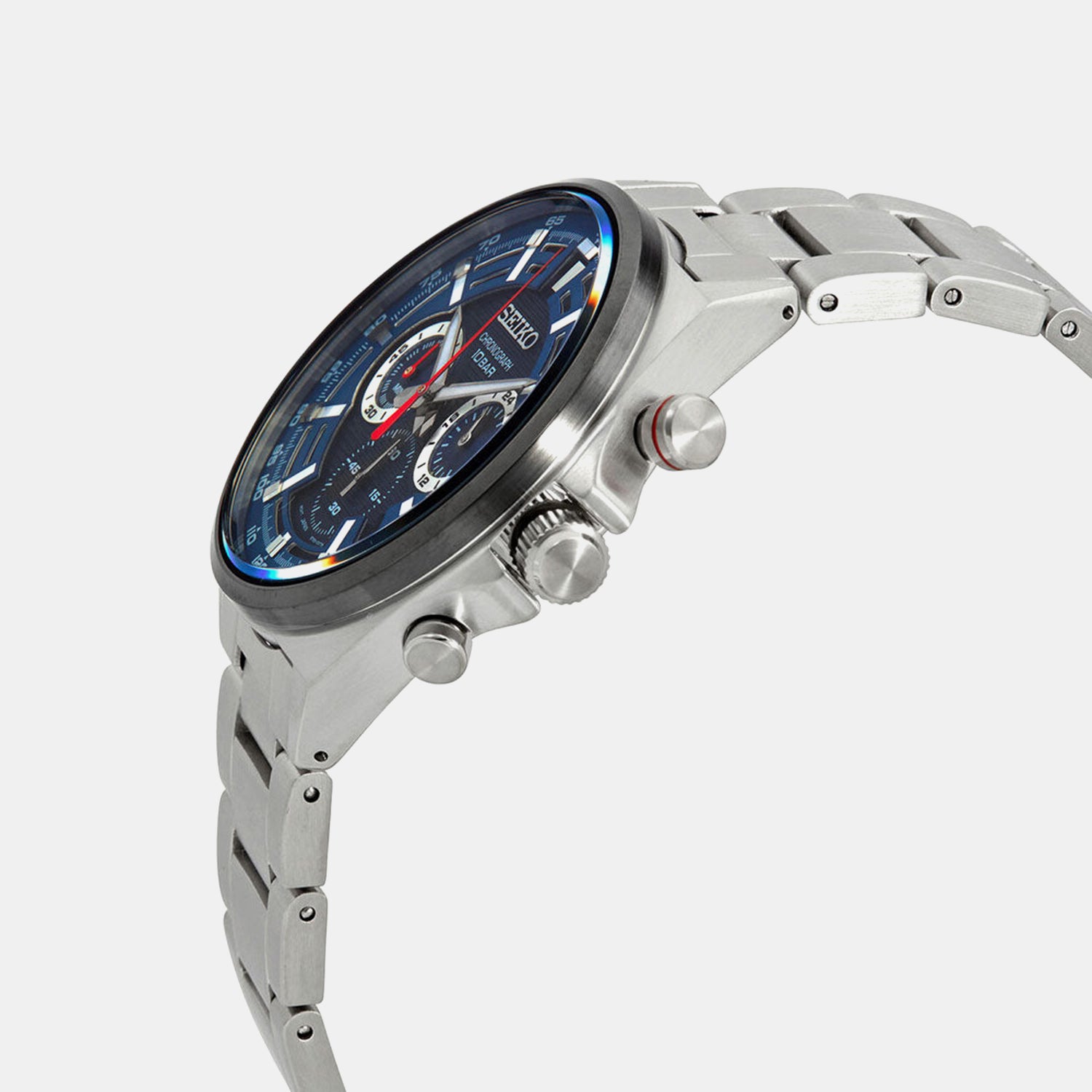 Dress Men Quartz Blue Dial Chronograph Stainless Steel Watch SSB407P1